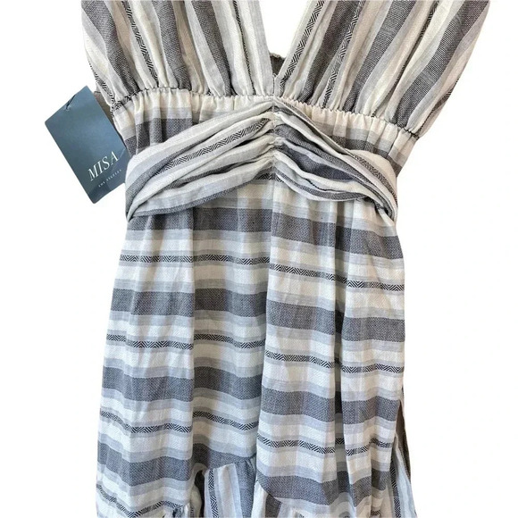 New Misa Los Angeles Stripe Black White Maxi Dress Size Large - Picture 4 of 8